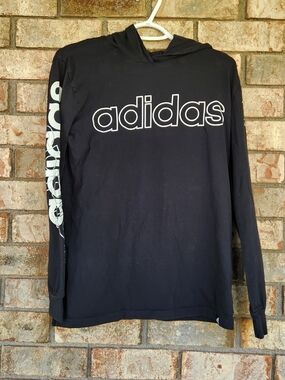 Adidas Black Long Sleeve Hoodie with White Logo